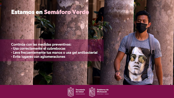 Michoacán permanece en semáforo verde por Covid-19