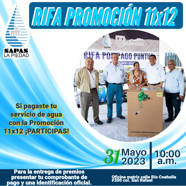 Listo el evento de rifa de electrodomésticos de SAPAS