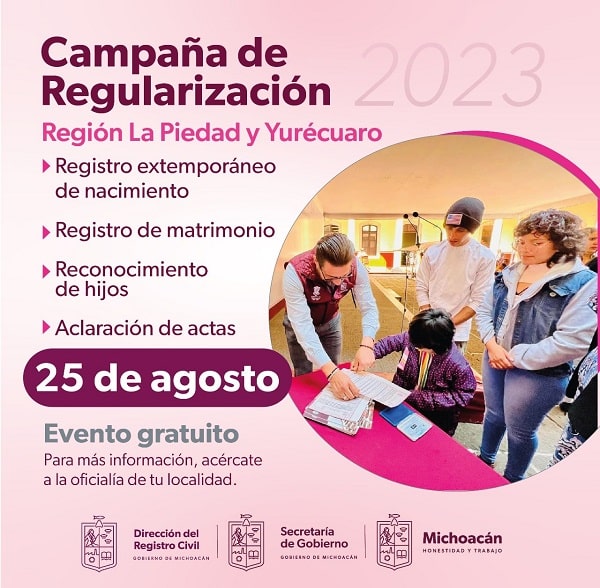 Invita Registro civil a regularizar actas de nacimiento y matrimonio