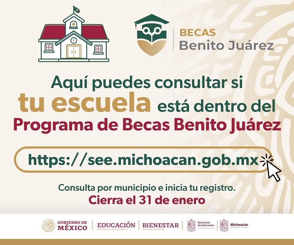 Dan a conocer escuelas que participan con la beca Benito Juárez