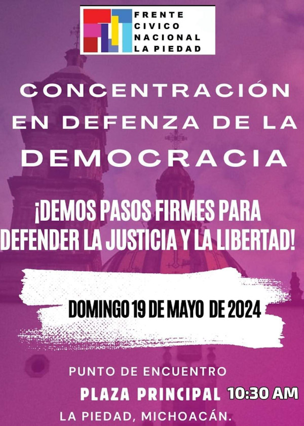 Convoca Frente Cívico Nacional a manifestación pacifica