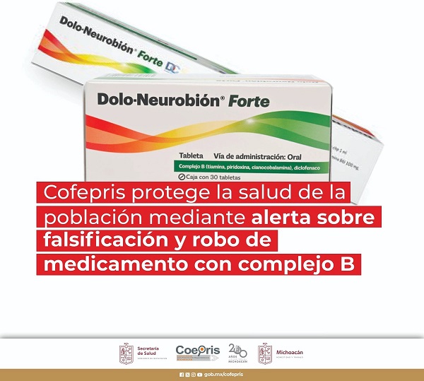 Alertan sobre falsificación y robo de medicamento Dolo-Neurobión Forte