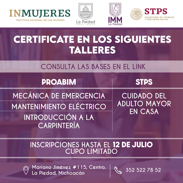 Convocan a mujeres piedadenses a capacitarse con certificación
