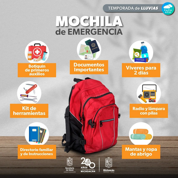 Importante tener mochila de emergencia ante posibles inundaciones