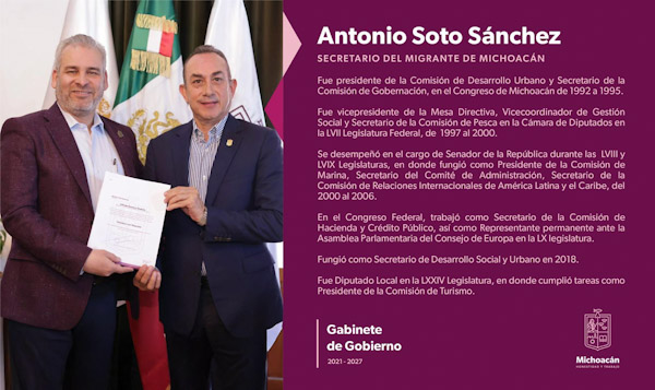 Antonio Soto nuevo secretario del Migrante Michoacán