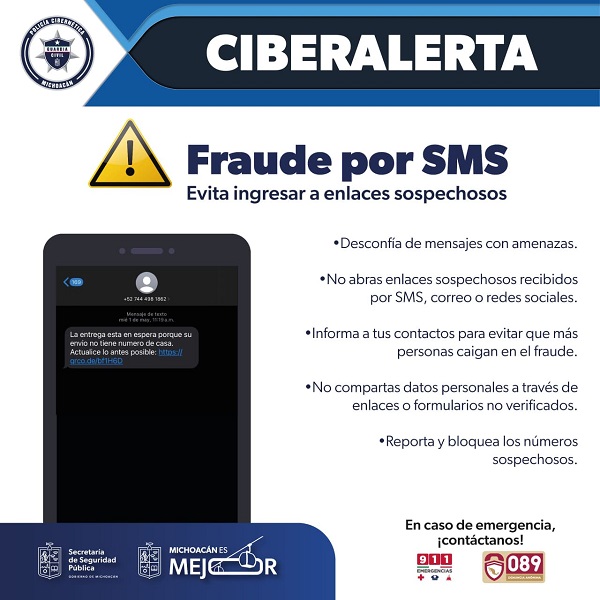 Alerta por fraude en links dentro de mensajes de texto